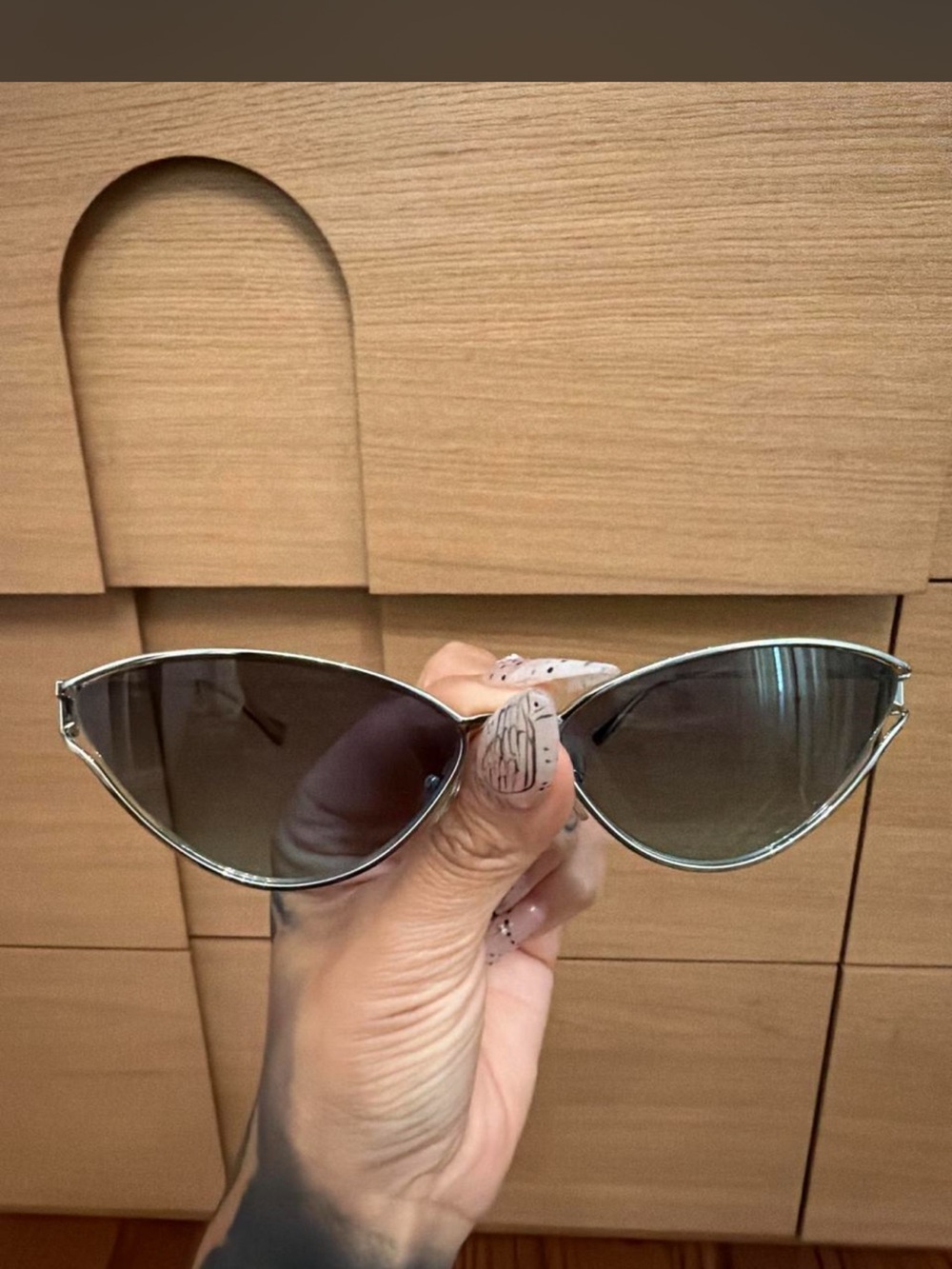 Tiffany & Co. Silver Cat-Eye Sunglasses with Gray Lenses